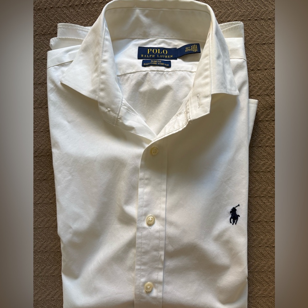 Ralph Lauren Slim Fit  White Long-Sleeve Button-Up Dress Shirt - Picture 8 of 8